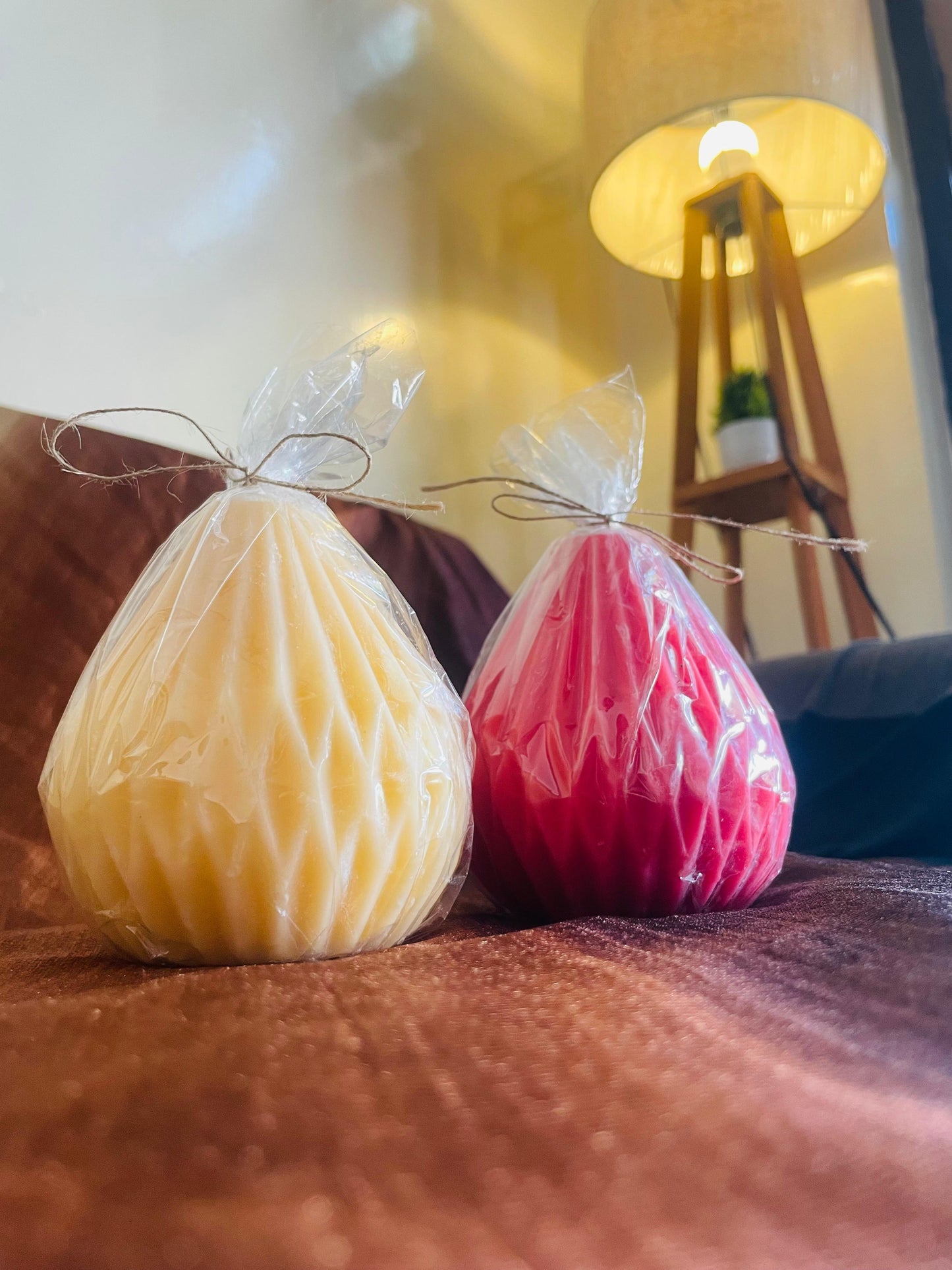 Ribbed pillar candle