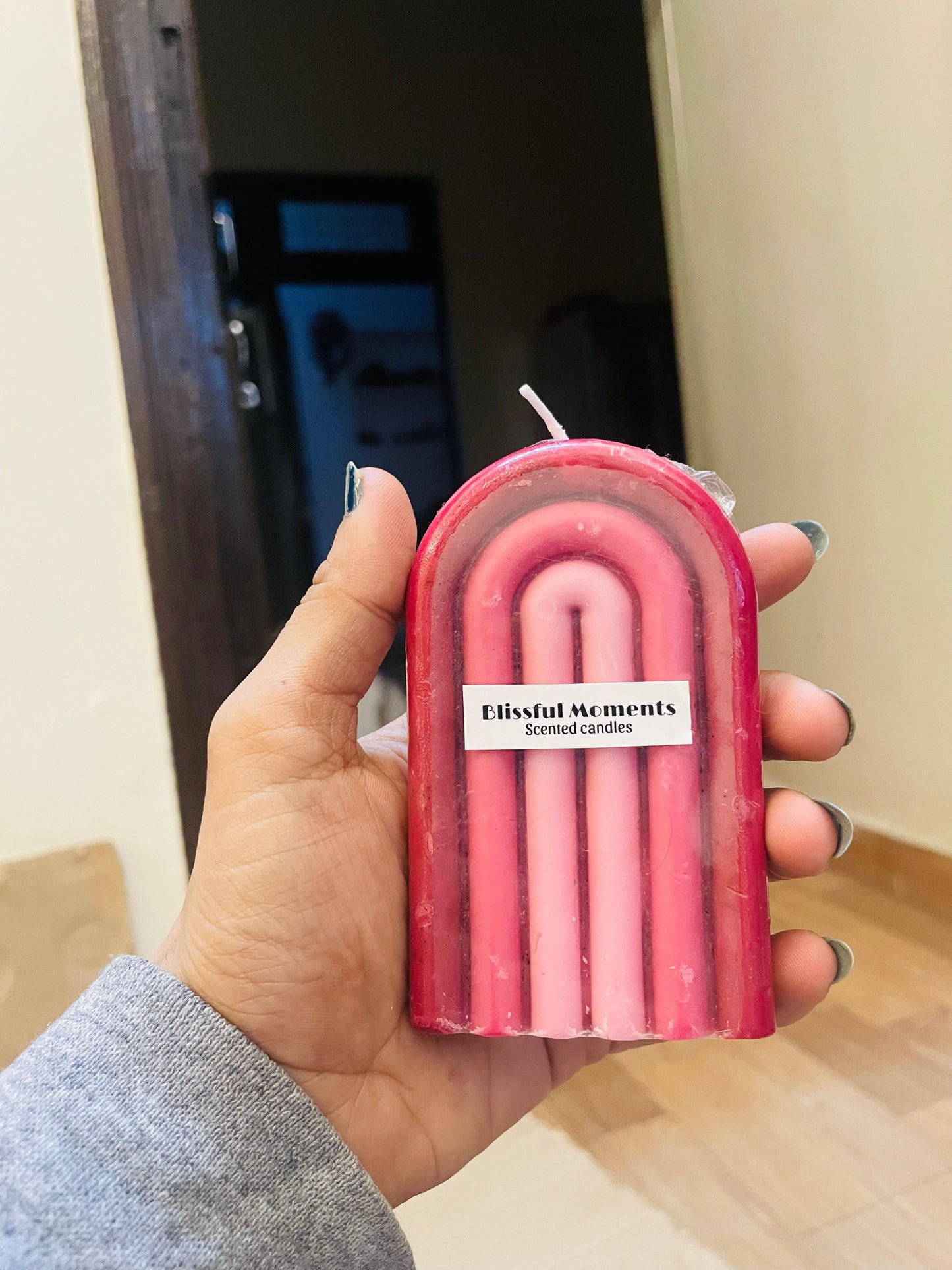 Rainbow pillar candle
