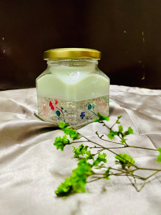 Floral jar candle