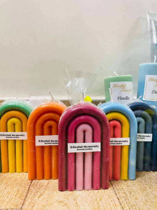 Rainbow pillar candle