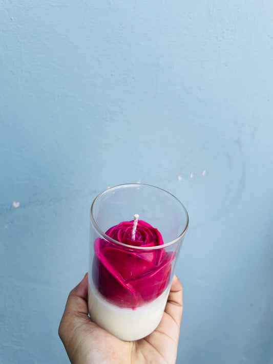Rose glass jar candle