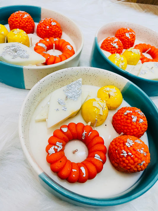 Plate of sweets candle