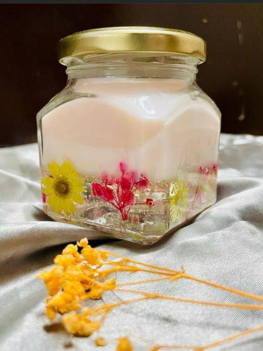 Floral jar candle