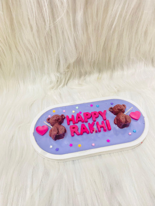 Happy rakhi platter candle
