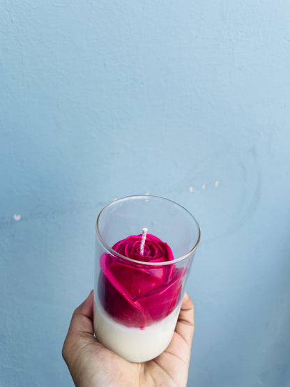 Rose glass jar candle