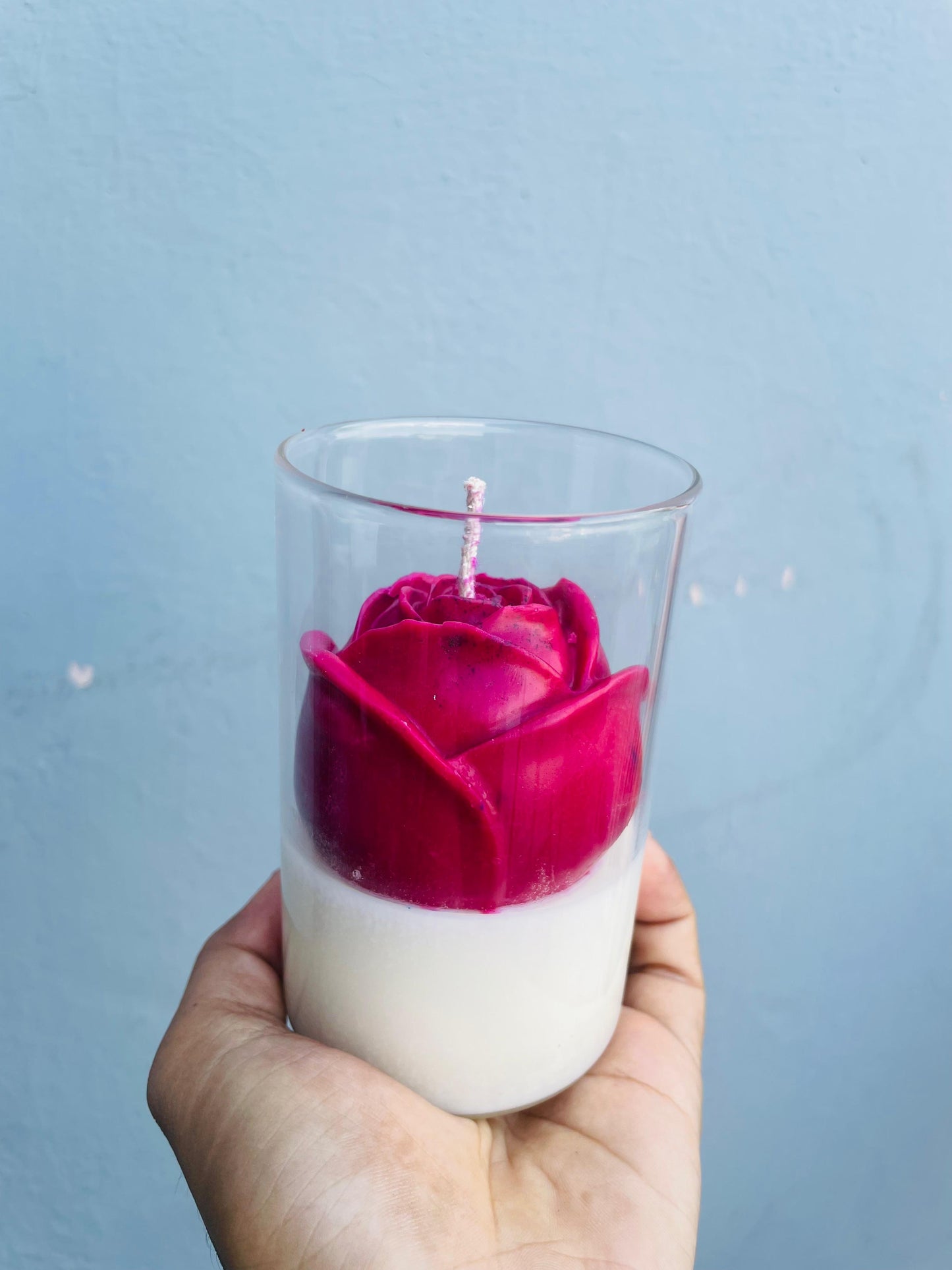 Rose glass jar candle