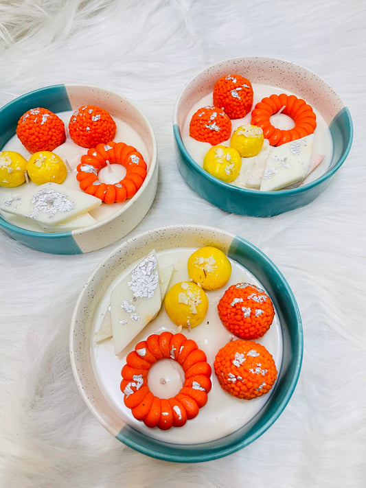 Plate of sweets candle