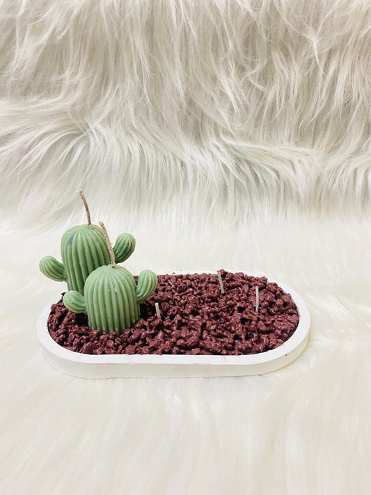 Cactus platter candle