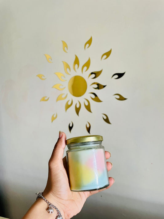 Rainbow jar candle
